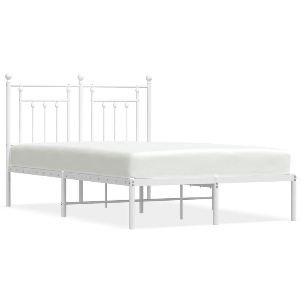 Cadre de lit métal sans matelas et tête de lit blanc 120x200 cm - XIOS