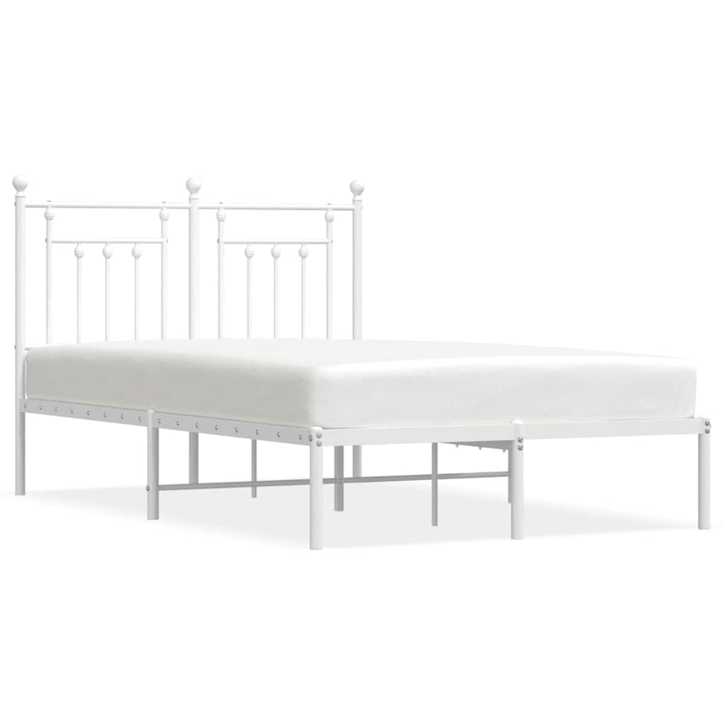 Cadre de lit métal sans matelas et tête de lit blanc 135x190 cm - XIOS