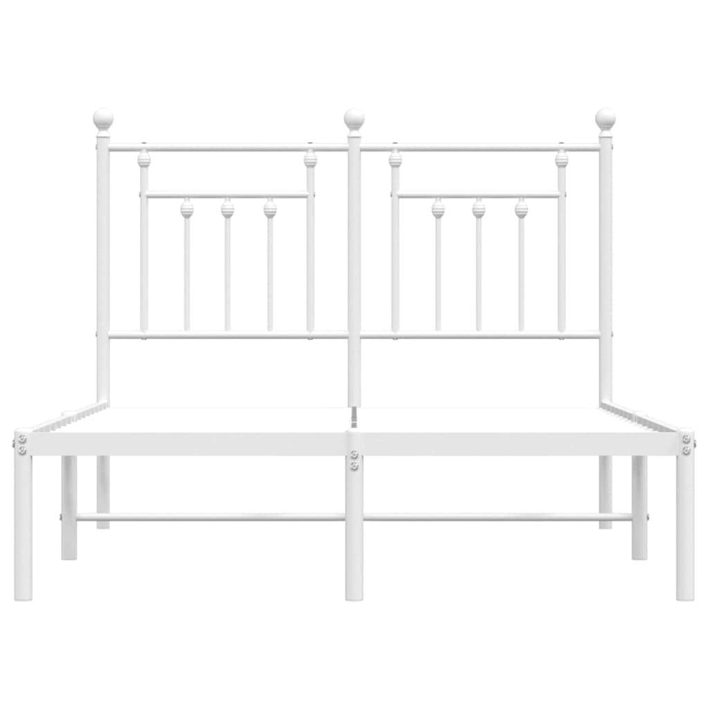 Cadre de lit métal sans matelas et tête de lit blanc 135x190 cm - XIOS