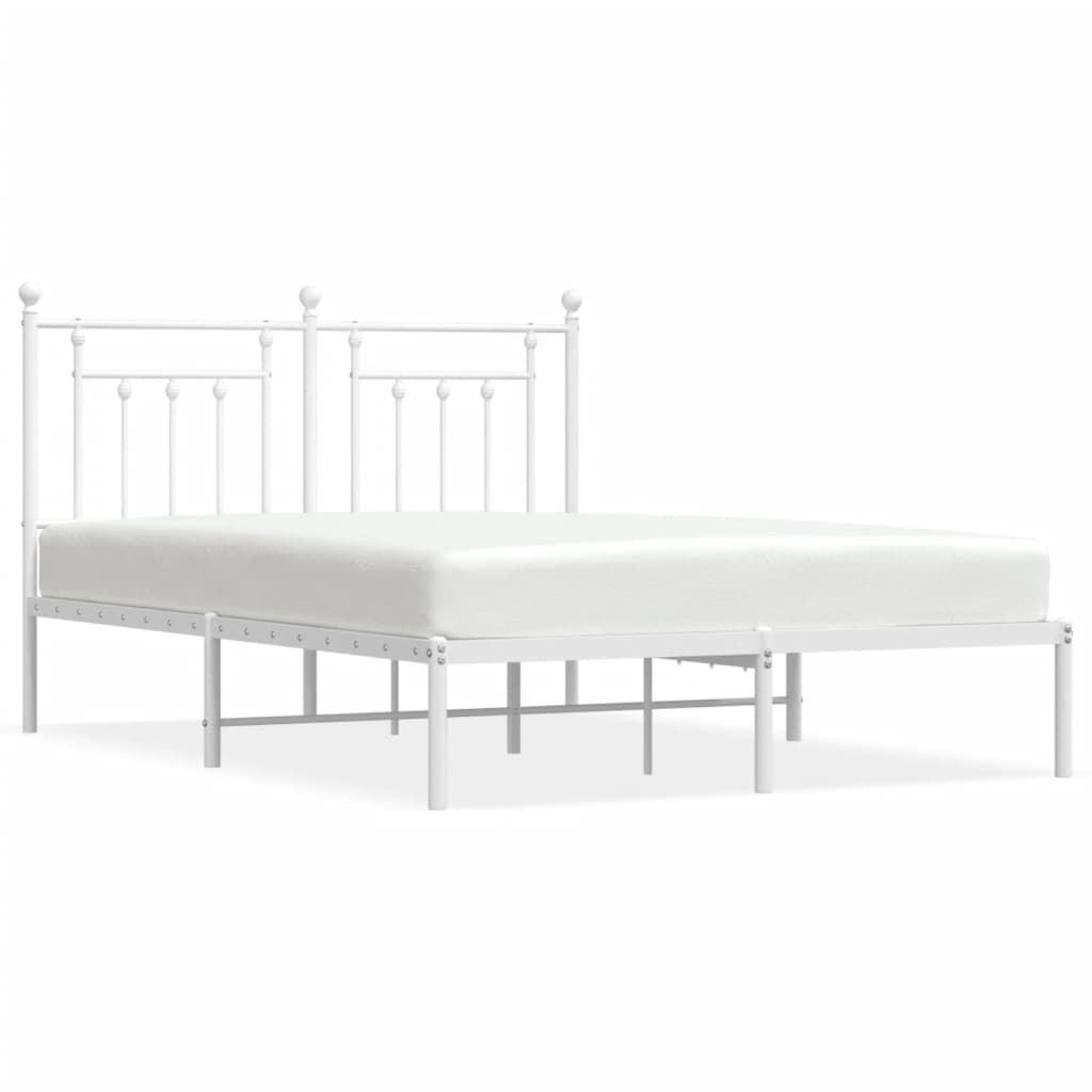Cadre de lit métal sans matelas et tête de lit blanc 140x190 cm - XIOS
