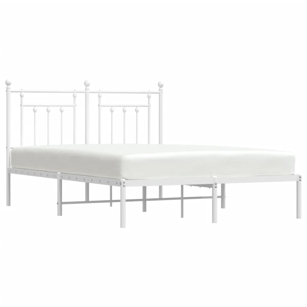 Cadre de lit métal sans matelas et tête de lit blanc 140x190 cm - XIOS