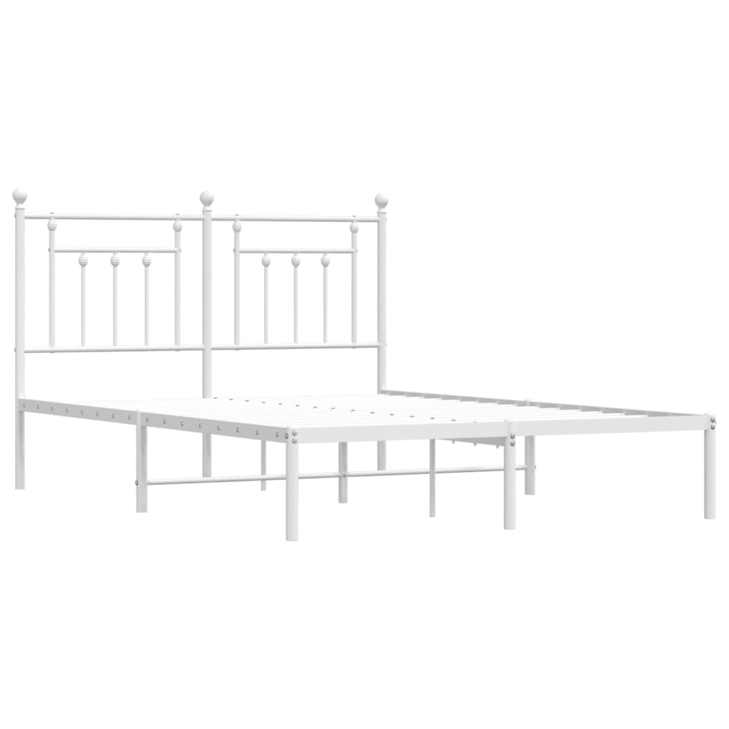 Cadre de lit métal sans matelas et tête de lit blanc 140x200 cm - XIOS