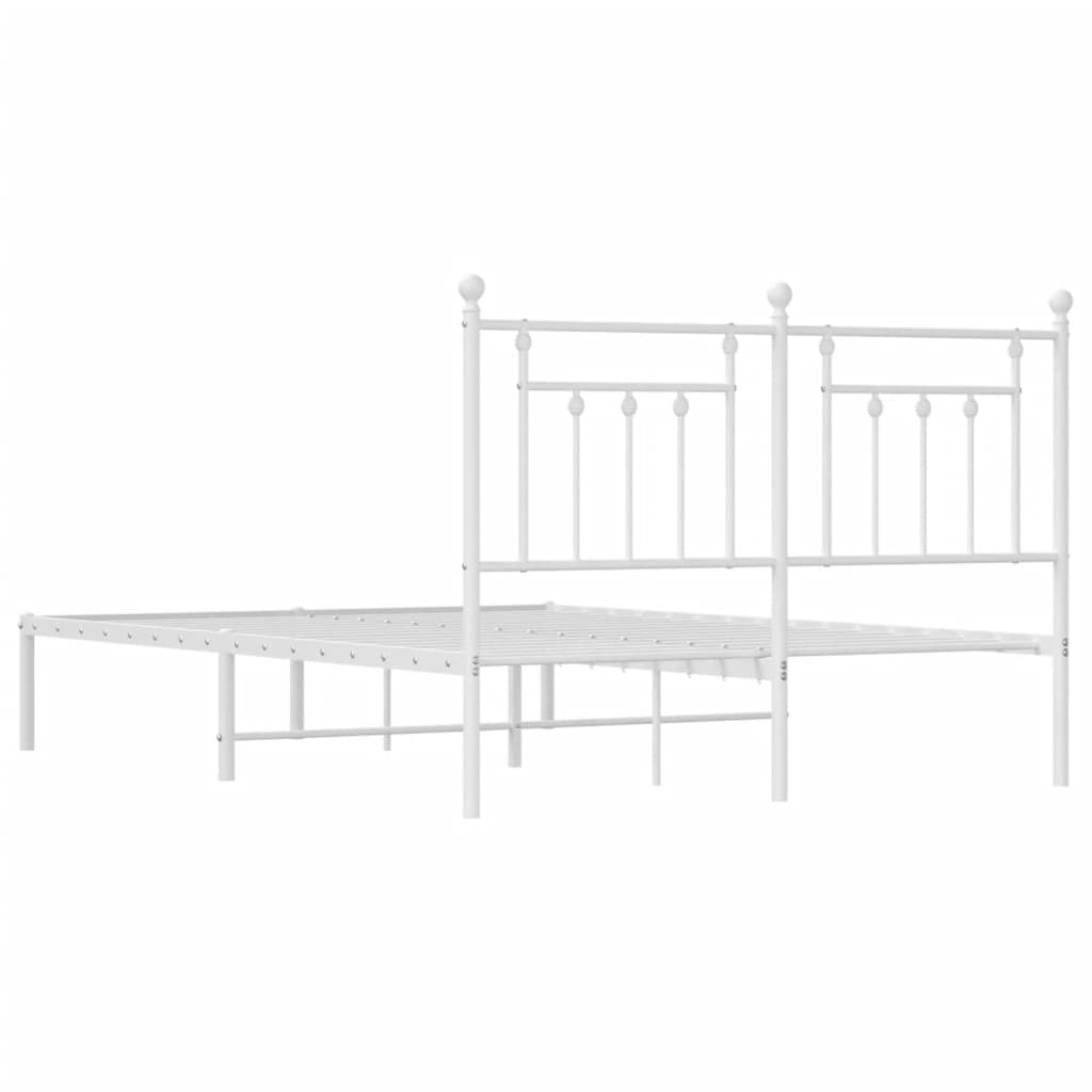 Cadre de lit métal sans matelas et tête de lit blanc 140x200 cm - XIOS