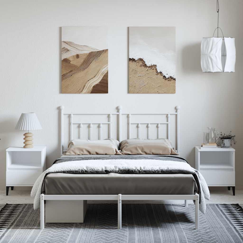 Cadre de lit métal sans matelas et tête de lit blanc 150x200 cm - XIOS