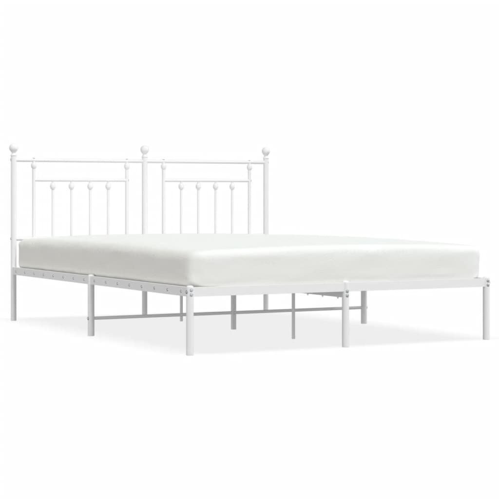 Cadre de lit métal sans matelas et tête de lit blanc 160x200 cm - XIOS