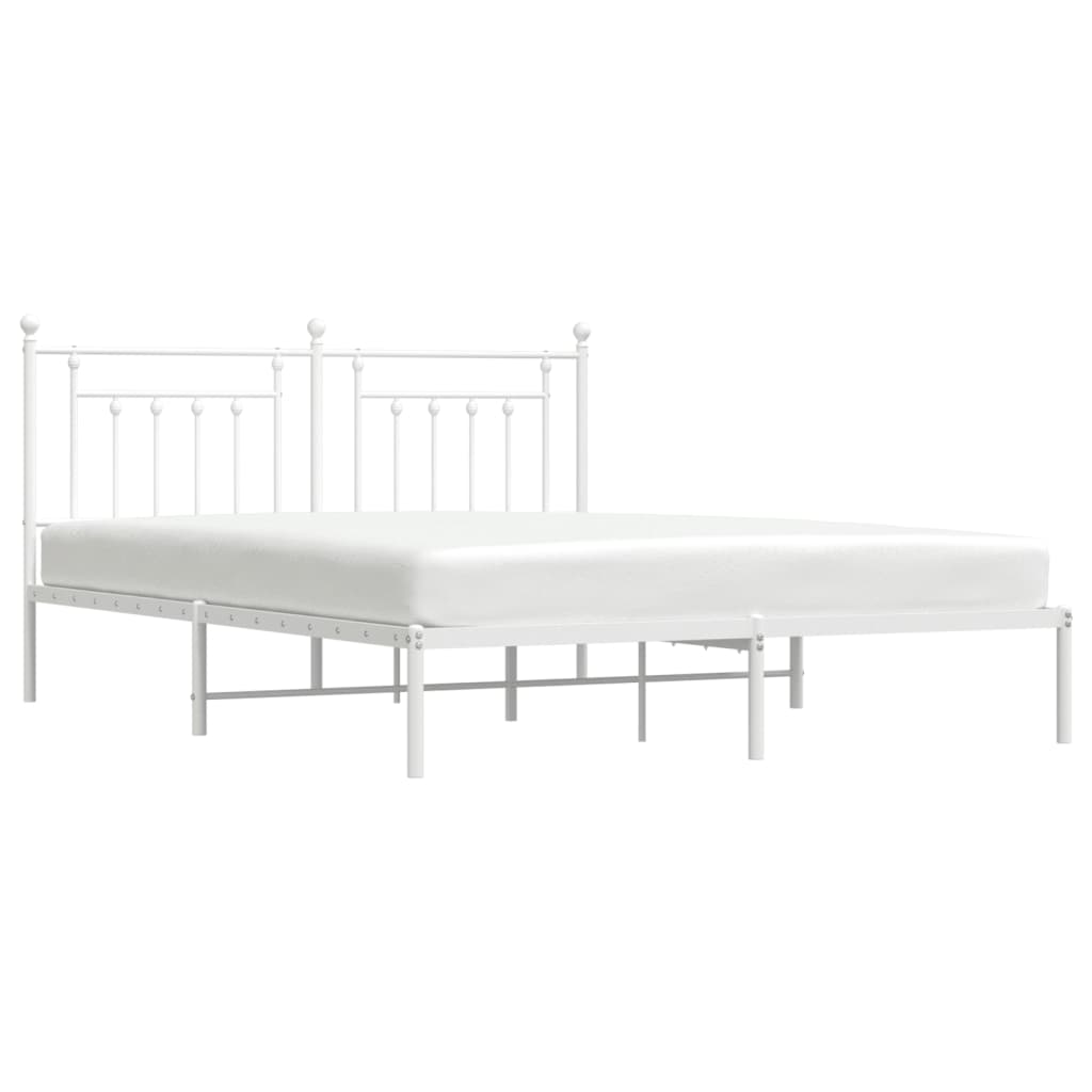 Cadre de lit métal sans matelas et tête de lit blanc 160x200 cm - XIOS