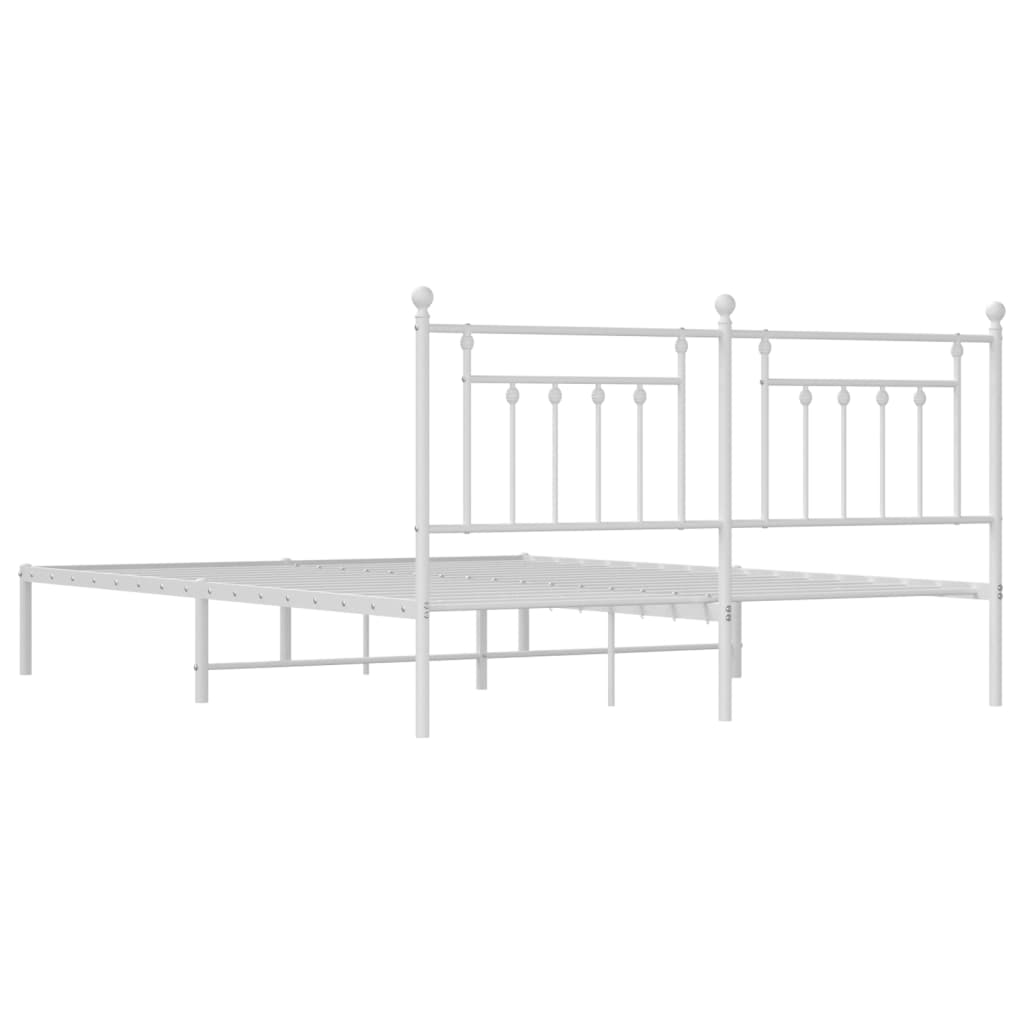 Cadre de lit métal sans matelas et tête de lit blanc 160x200 cm - XIOS