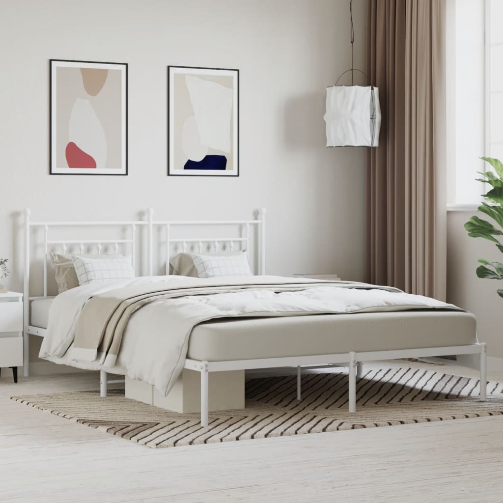 Cadre de lit métal sans matelas et tête de lit blanc 160x200 cm - XIOS