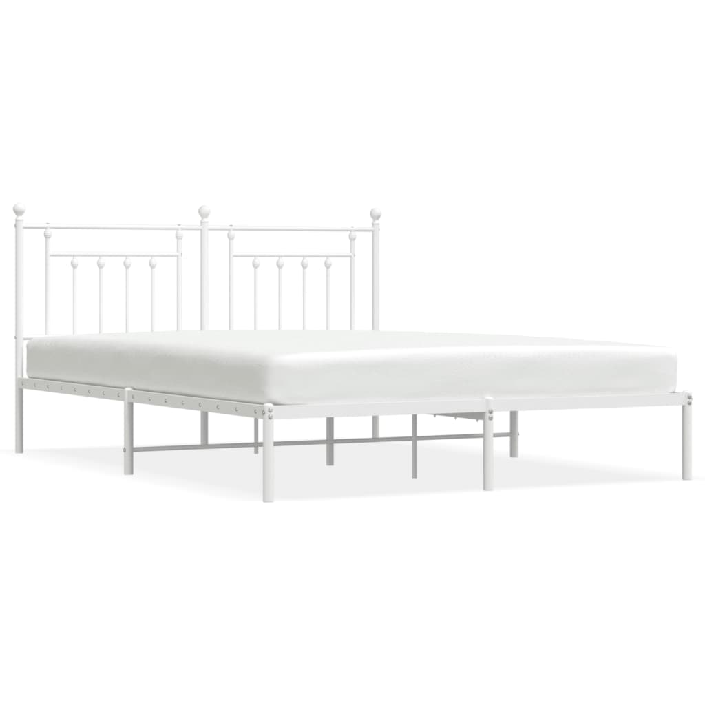 Cadre de lit métal sans matelas et tête de lit blanc 180x200 cm - XIOS