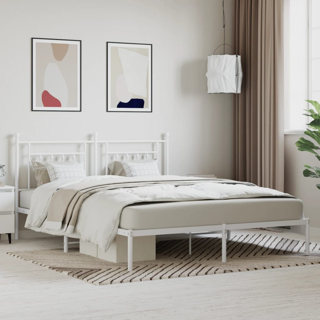 Cadre de lit métal sans matelas et tête de lit blanc 180x200 cm - XIOS