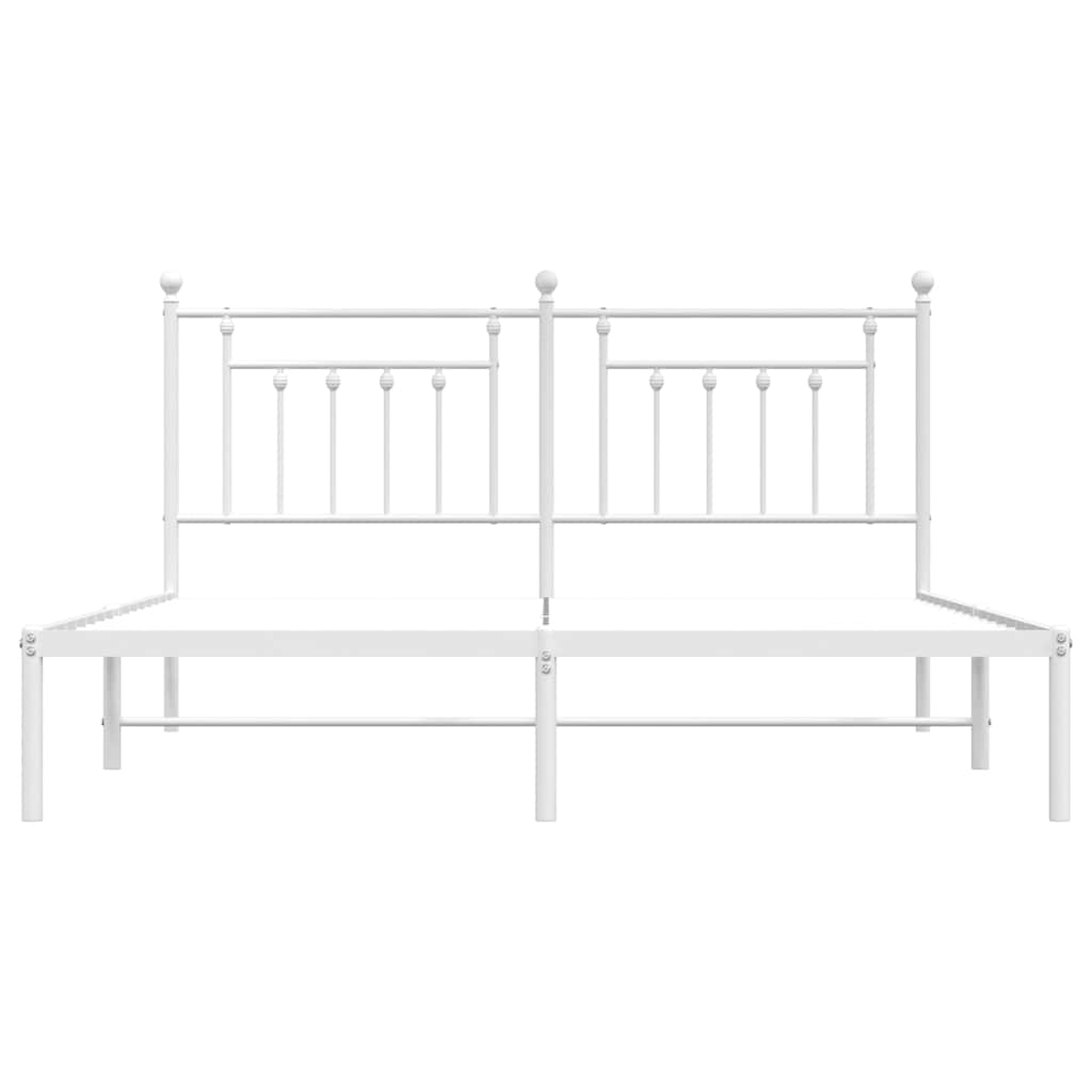 Cadre de lit métal sans matelas et tête de lit blanc 183x213 cm - XIOS