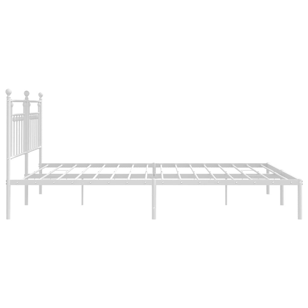 Cadre de lit métal sans matelas et tête de lit blanc 193x203 cm - XIOS
