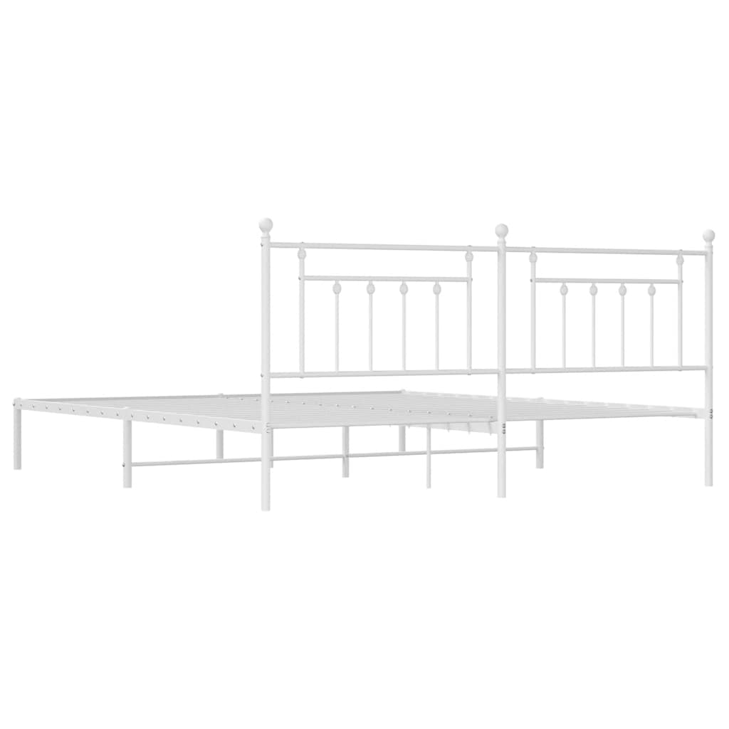 Cadre de lit métal sans matelas et tête de lit blanc 193x203 cm - XIOS