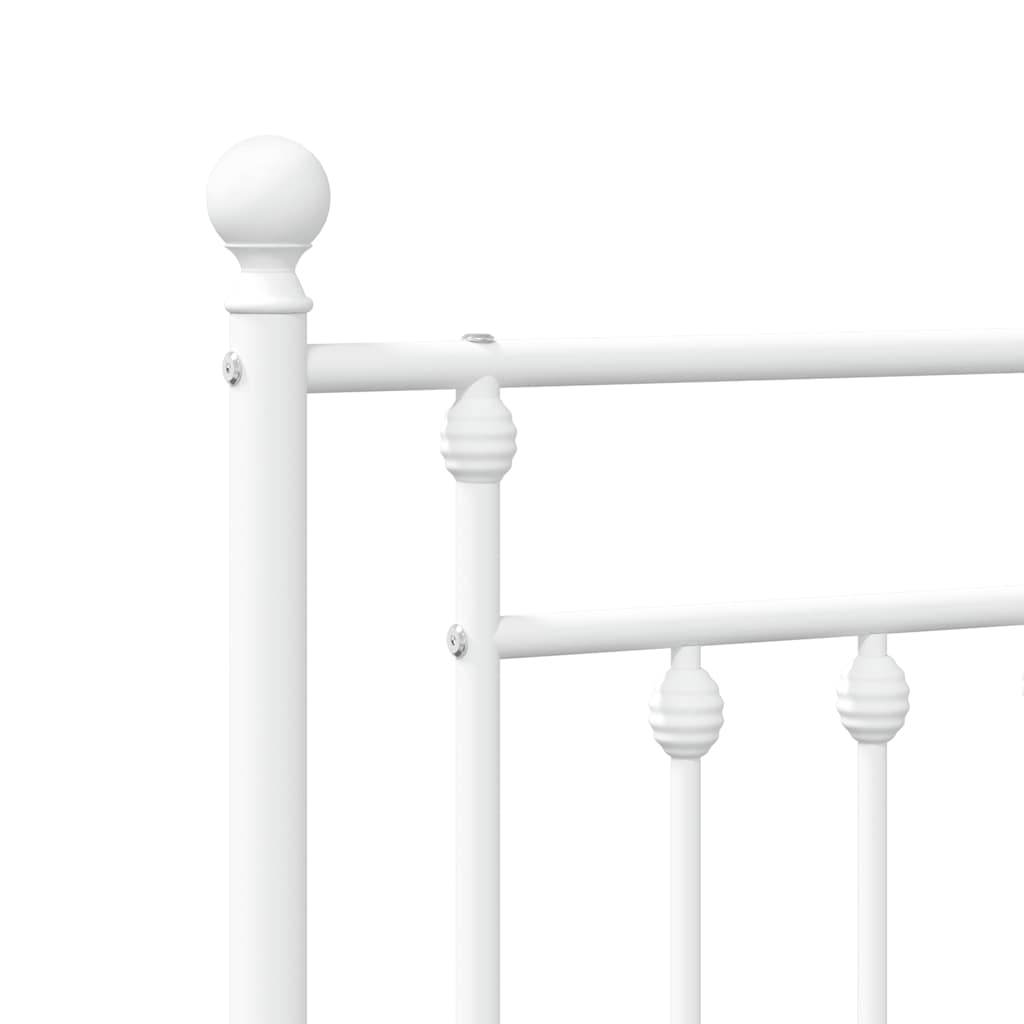 Cadre de lit métal sans matelas et tête de lit blanc 193x203 cm - XIOS