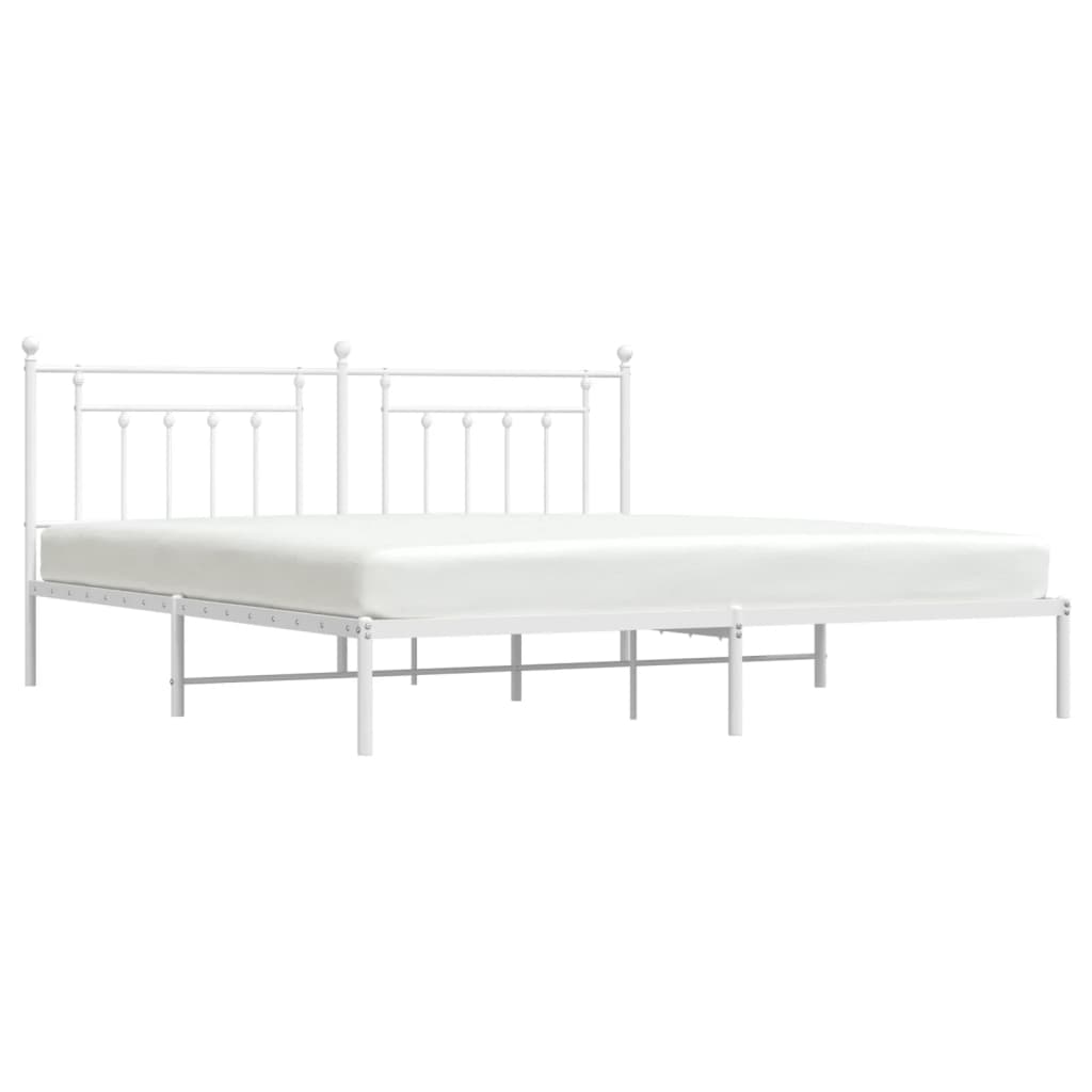 Cadre de lit métal sans matelas et tête de lit blanc 200x200 cm - XIOS
