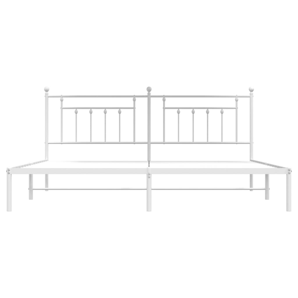 Cadre de lit métal sans matelas et tête de lit blanc 200x200 cm - XIOS