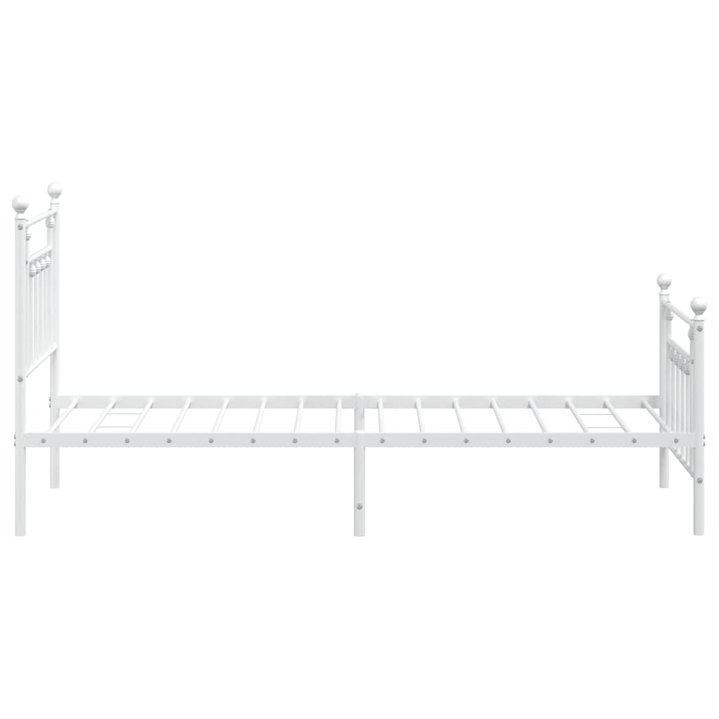Cadre de lit métal sans matelas avec pied de lit blanc 90x190cm - XIOS