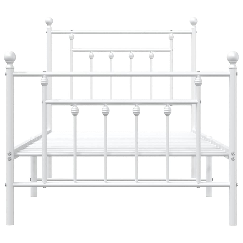 Cadre de lit métal sans matelas avec pied de lit blanc 90x200cm - XIOS