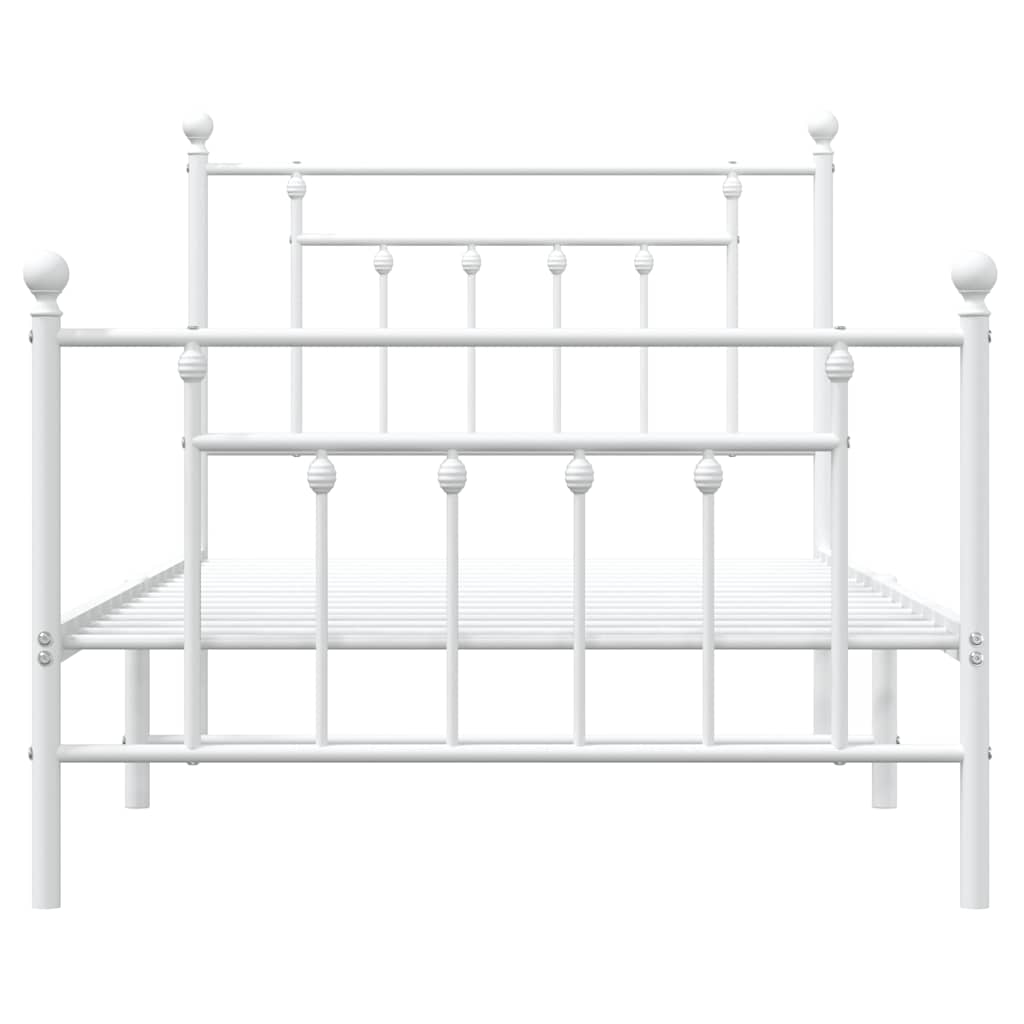 Cadre de lit métal sans matelas et pied de lit blanc 100x190 cm - XIOS