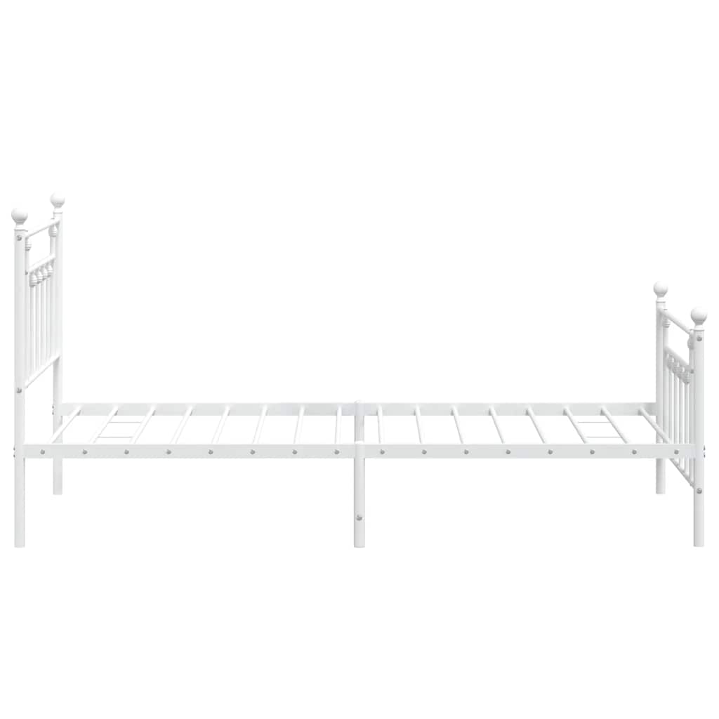 Cadre de lit métal sans matelas et pied de lit blanc 100x190 cm - XIOS