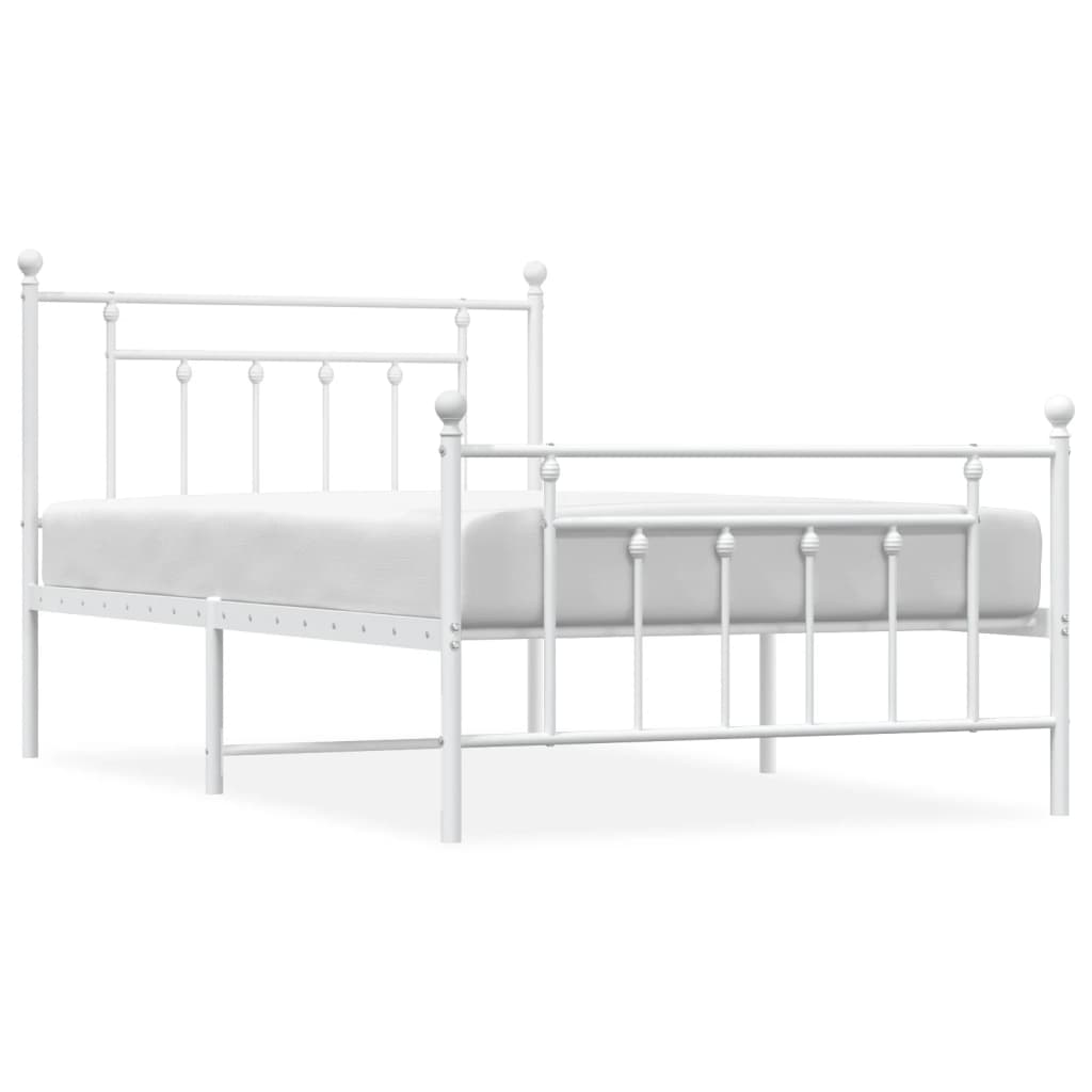 Cadre de lit métal sans matelas et pied de lit blanc 100x200 cm - XIOS