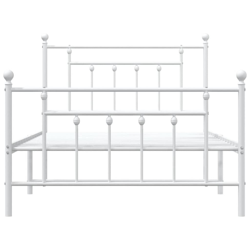 Cadre de lit métal sans matelas et pied de lit blanc 100x200 cm - XIOS