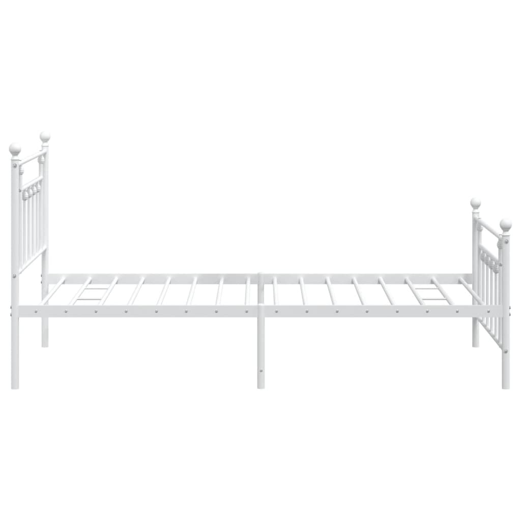 Cadre de lit métal sans matelas et pied de lit blanc 100x200 cm - XIOS