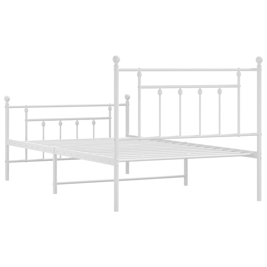 Cadre de lit métal sans matelas et pied de lit blanc 100x200 cm - XIOS
