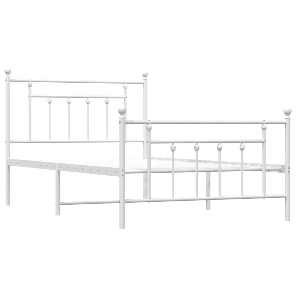 Cadre de lit métal sans matelas et pied de lit blanc 107x203 cm - XIOS