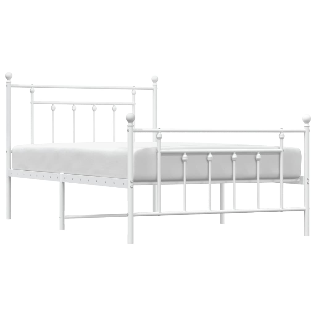 Cadre de lit métal sans matelas et pied de lit blanc 107x203 cm - XIOS