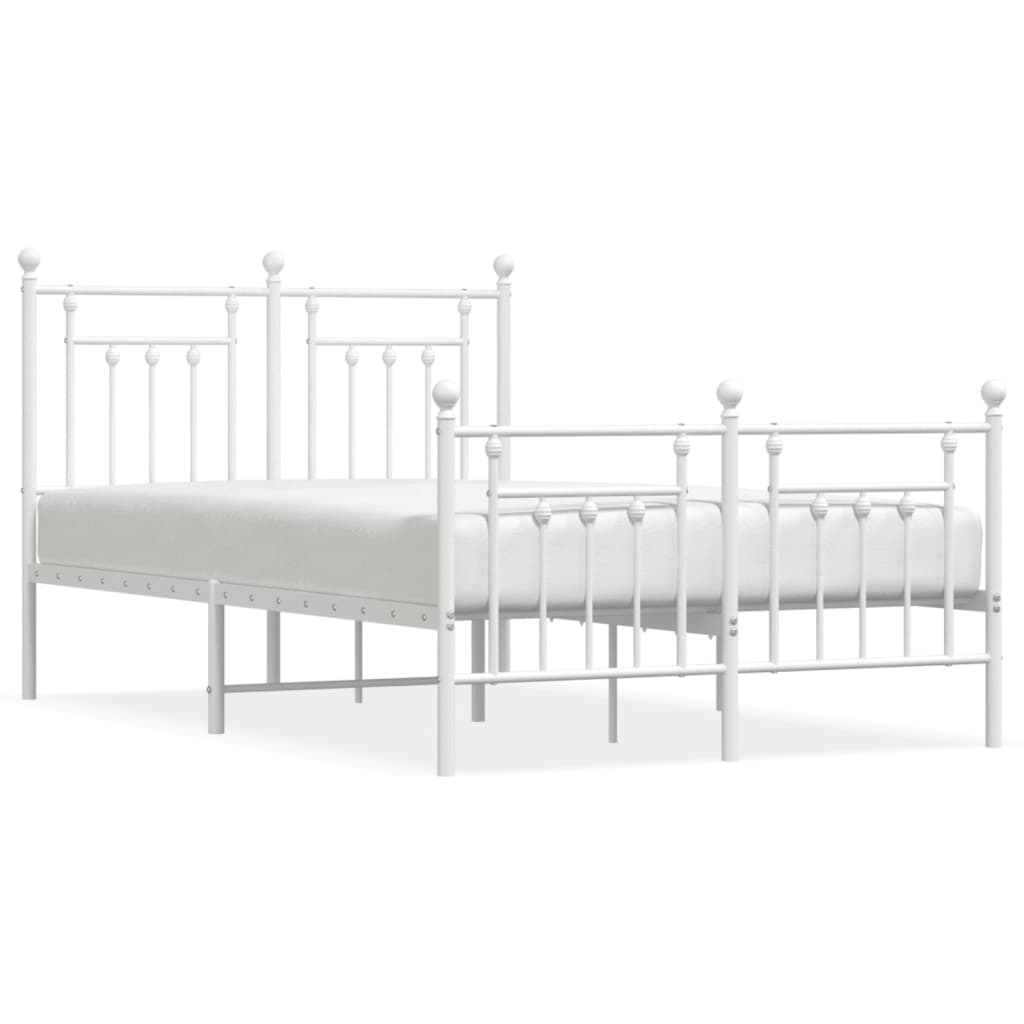 Cadre de lit métal sans matelas et pied de lit blanc 120x190 cm - XIOS