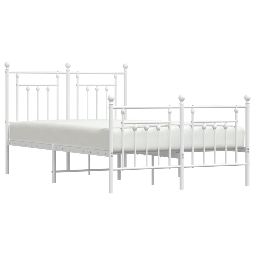 Cadre de lit métal sans matelas et pied de lit blanc 120x190 cm - XIOS