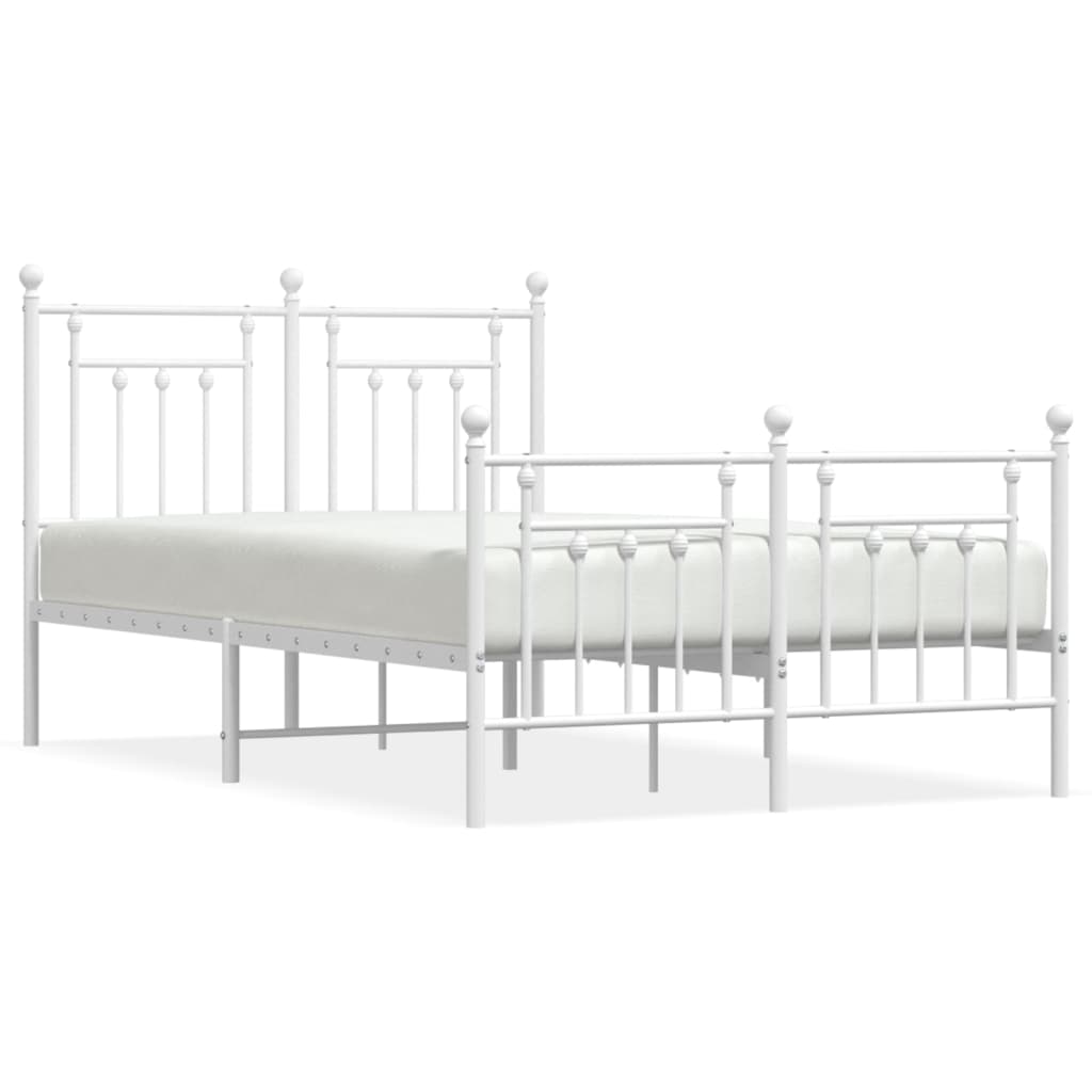 Cadre de lit métal sans matelas et pied de lit blanc 120x200 cm - XIOS