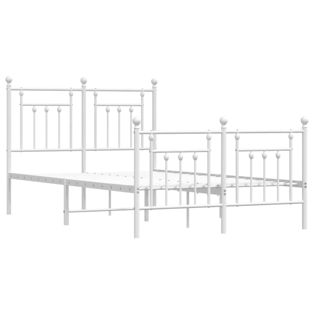 Cadre de lit métal sans matelas et pied de lit blanc 120x200 cm - XIOS