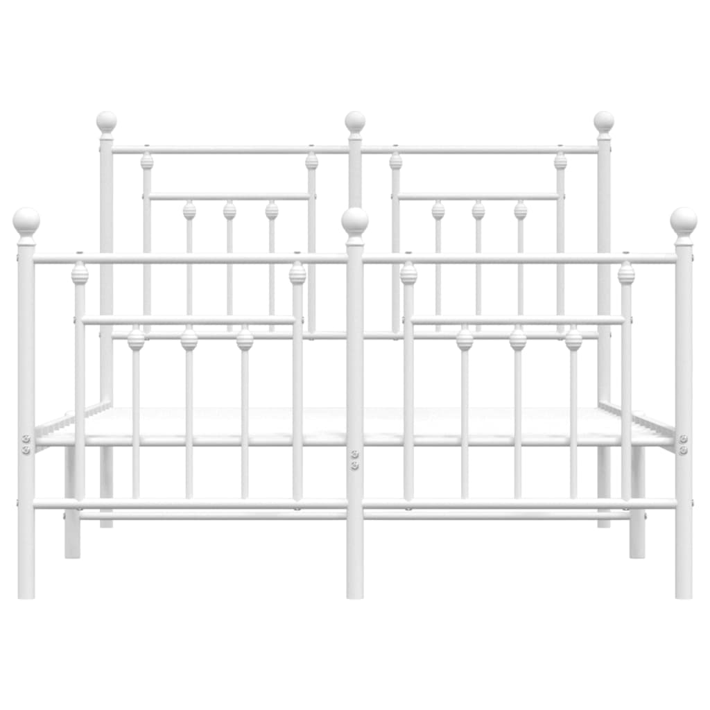 Cadre de lit métal sans matelas et pied de lit blanc 120x200 cm - XIOS