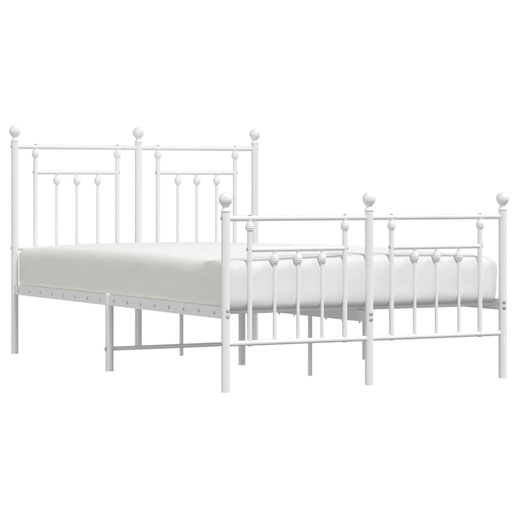 Cadre de lit métal sans matelas et pied de lit blanc 135x190 cm - XIOS