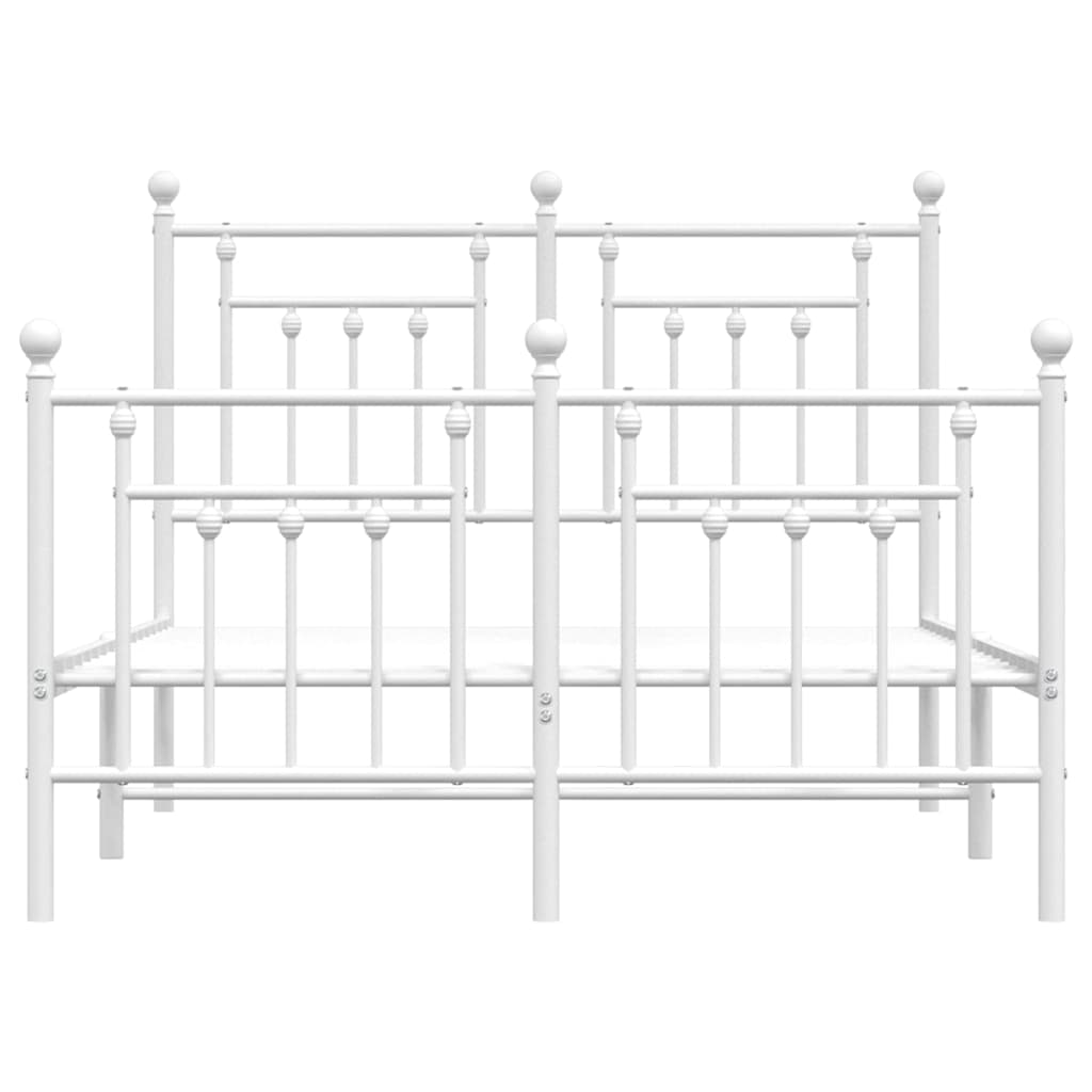 Cadre de lit métal sans matelas et pied de lit blanc 135x190 cm - XIOS