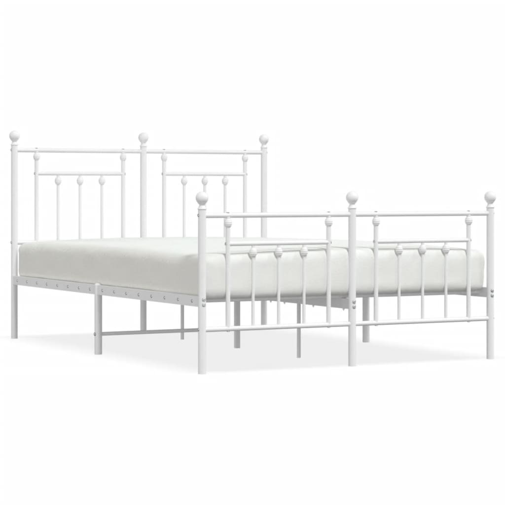 Cadre de lit métal sans matelas et pied de lit blanc 140x190 cm - XIOS