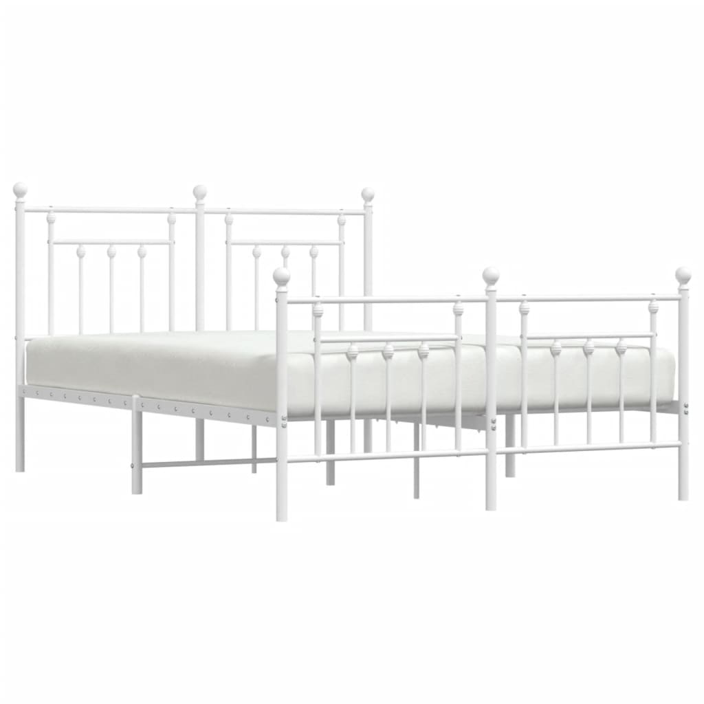 Cadre de lit métal sans matelas et pied de lit blanc 140x190 cm - XIOS