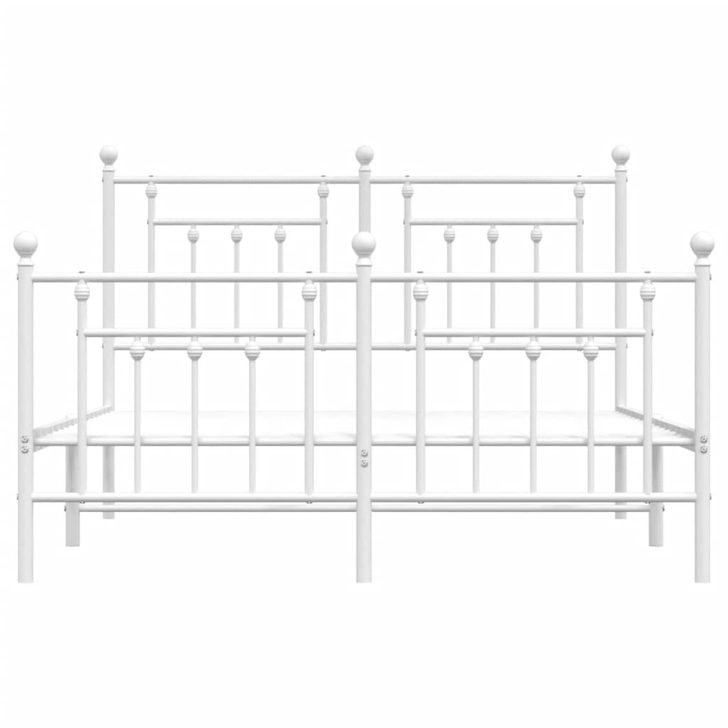 Cadre de lit métal sans matelas et pied de lit blanc 140x190 cm - XIOS