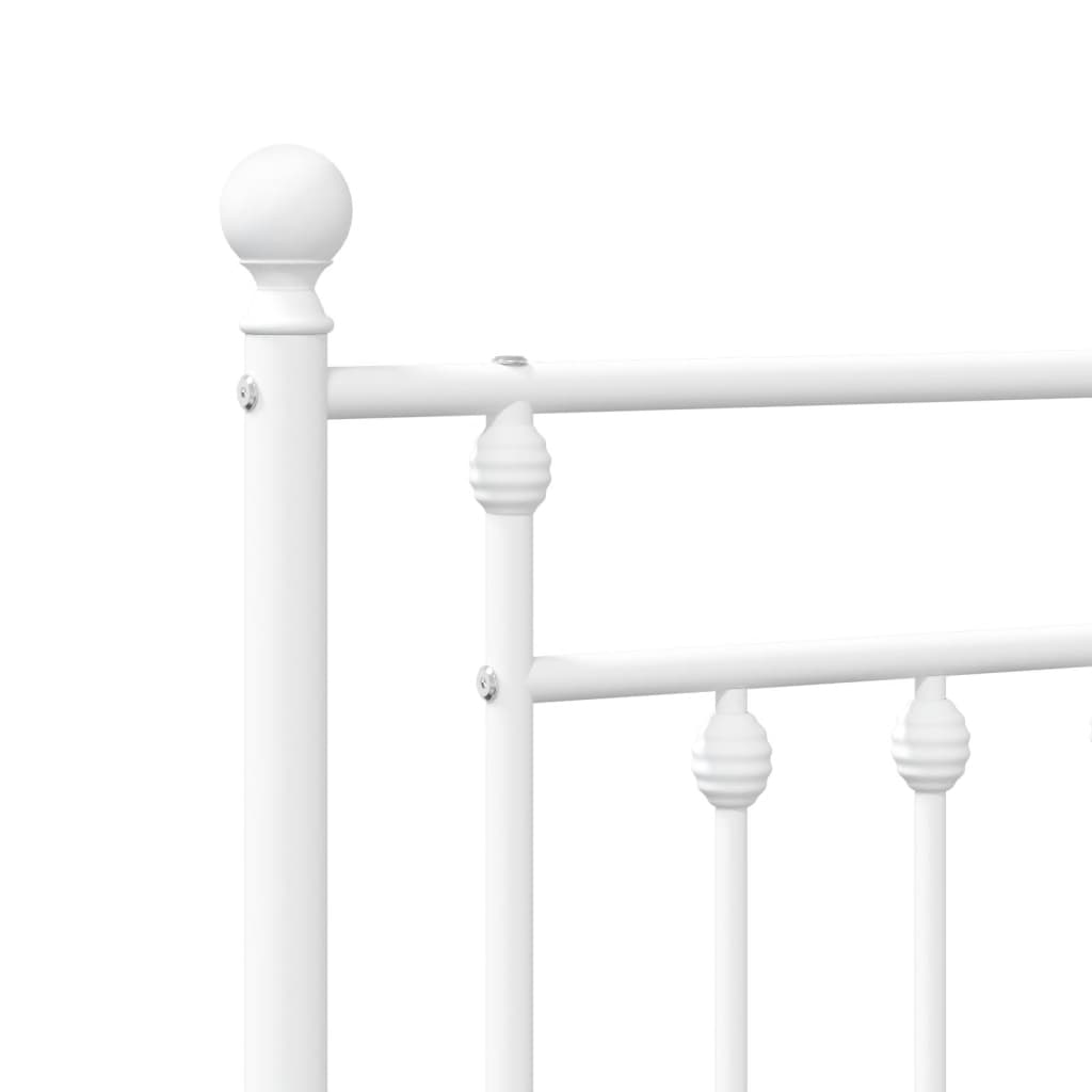 Cadre de lit métal sans matelas et pied de lit blanc 140x190 cm - XIOS