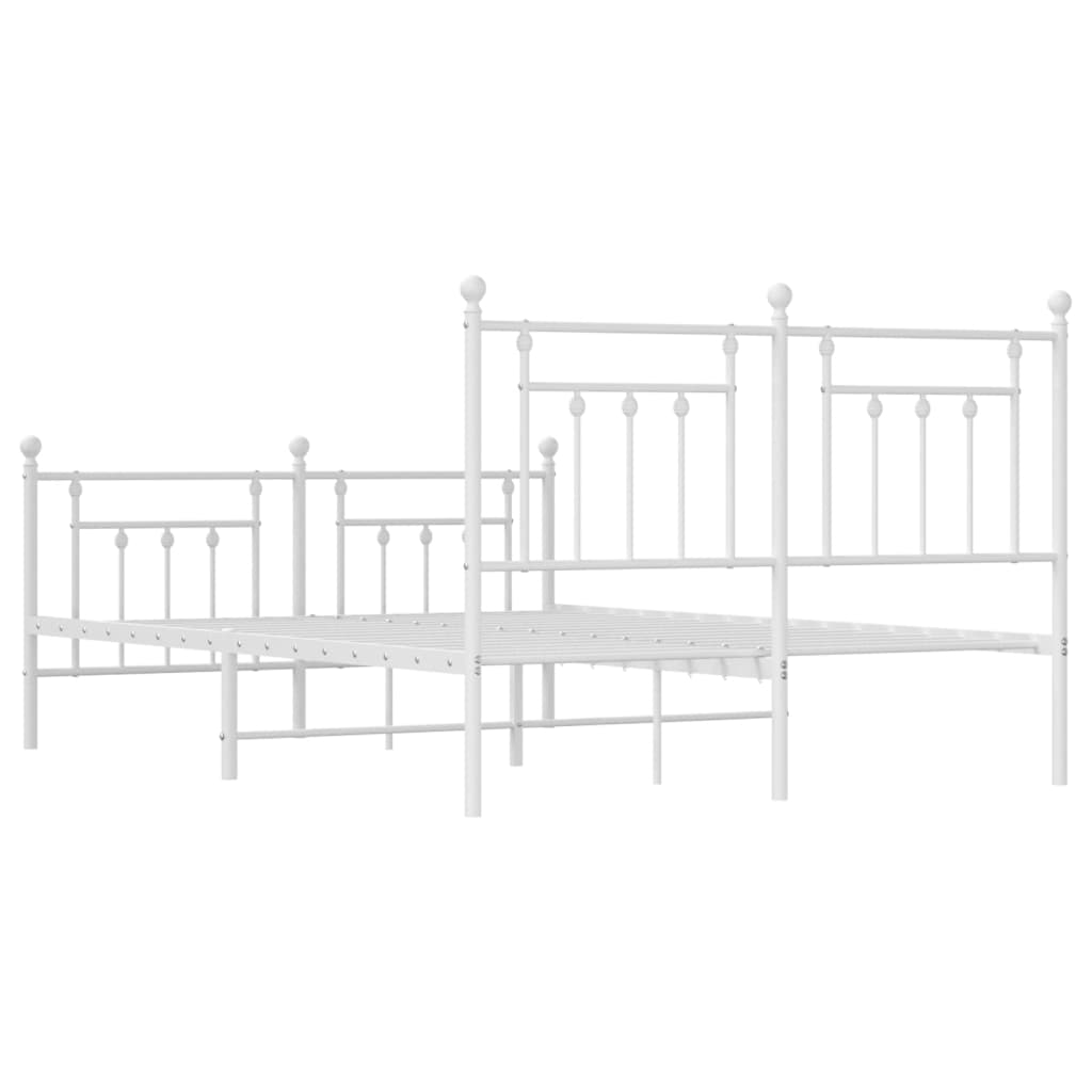 Cadre de lit métal sans matelas et pied de lit blanc 140x200 cm - XIOS