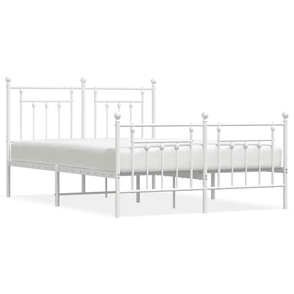 Cadre de lit métal sans matelas et pied de lit blanc 150x200 cm - XIOS