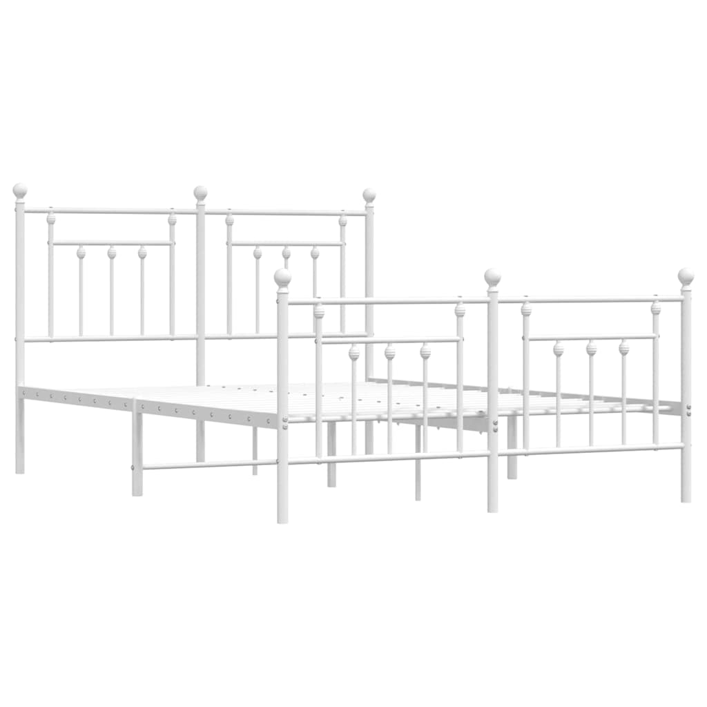 Cadre de lit métal sans matelas et pied de lit blanc 150x200 cm - XIOS