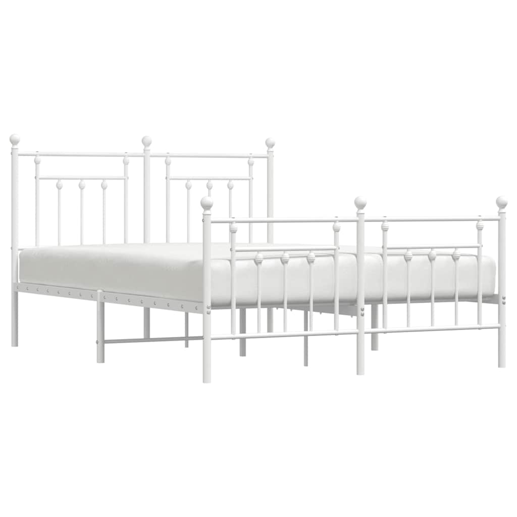 Cadre de lit métal sans matelas et pied de lit blanc 150x200 cm - XIOS