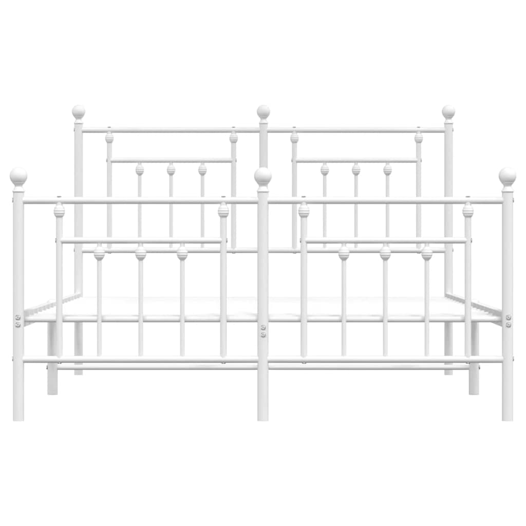 Cadre de lit métal sans matelas et pied de lit blanc 150x200 cm - XIOS