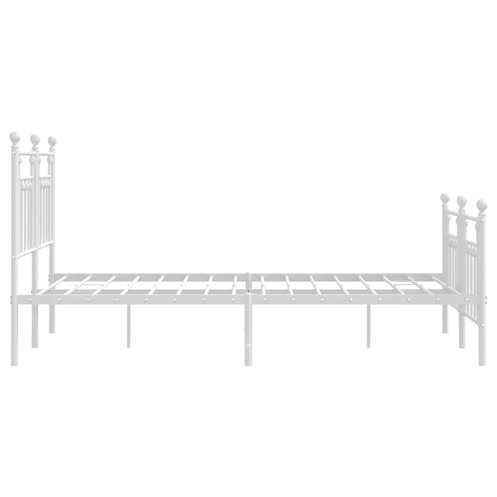 Cadre de lit métal sans matelas et pied de lit blanc 150x200 cm - XIOS