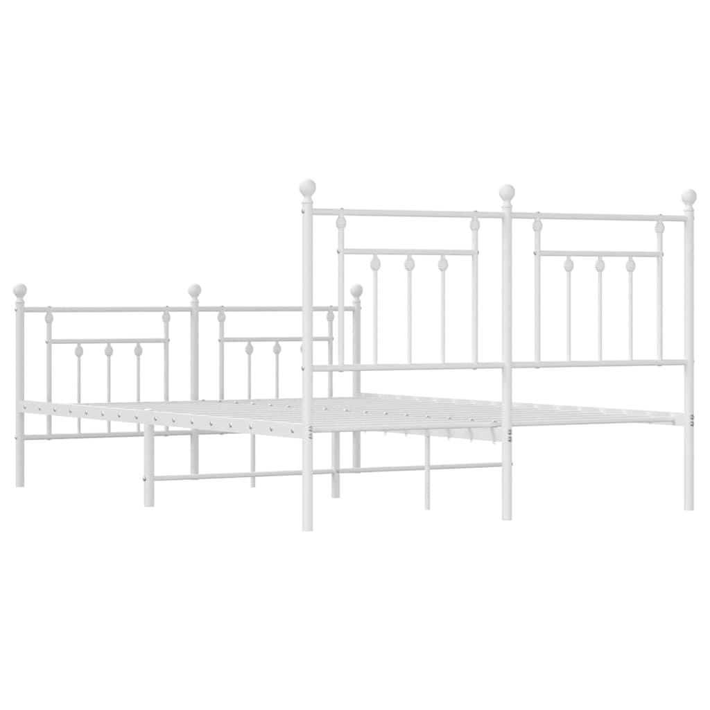 Cadre de lit métal sans matelas et pied de lit blanc 150x200 cm - XIOS