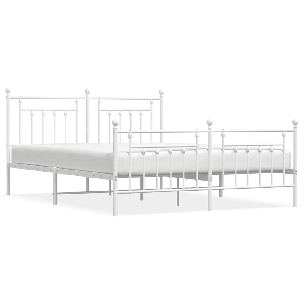 Cadre de lit métal sans matelas et pied de lit blanc 183x213 cm - XIOS