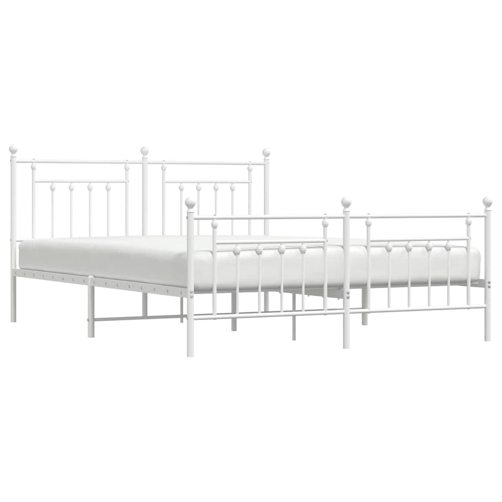 Cadre de lit métal sans matelas et pied de lit blanc 183x213 cm - XIOS